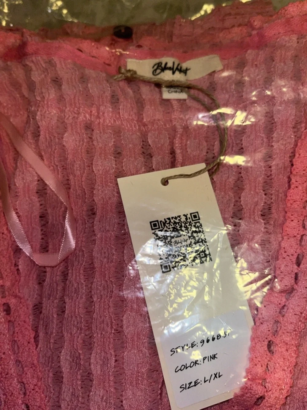 BlueVelvet L/ XL Pink Ruffled Knit Button Front Cardigan